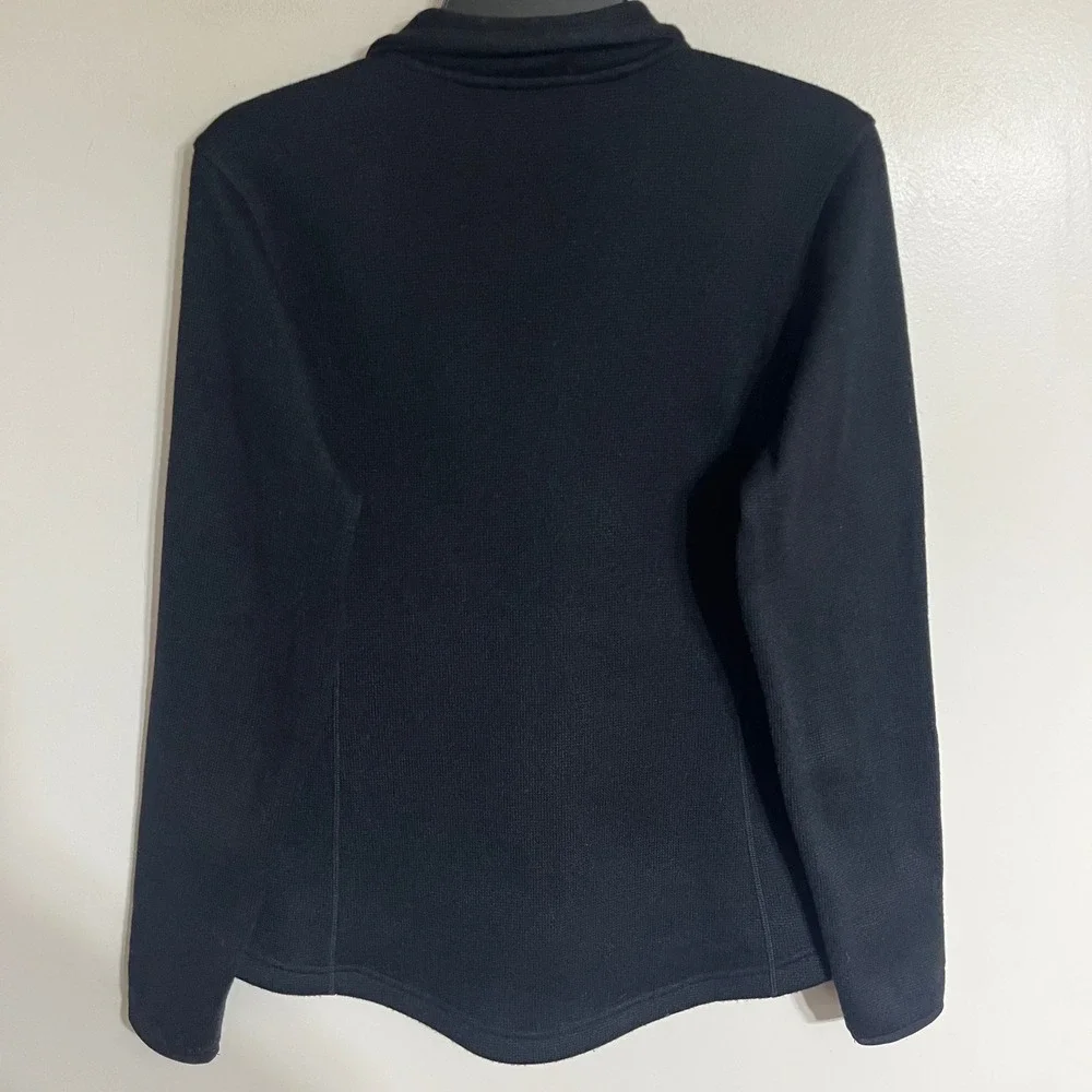 Orvis Mens Full Zip Fleece Jacket Black Sweater Knit‎ Size Small RN 70534